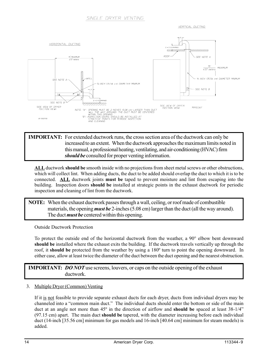 American Dryer Corp. ML-82 III User Manual | Page 18 / 46