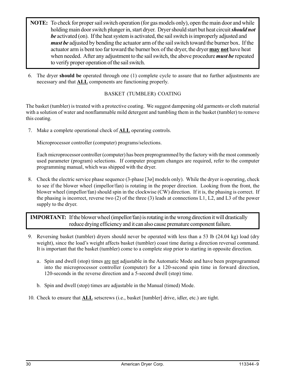 American Dryer Corp. ML-82 III User Manual | Page 34 / 46