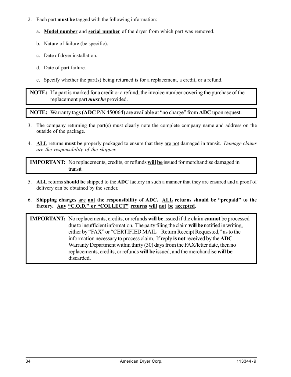 American Dryer Corp. ML-82 III User Manual | Page 38 / 46