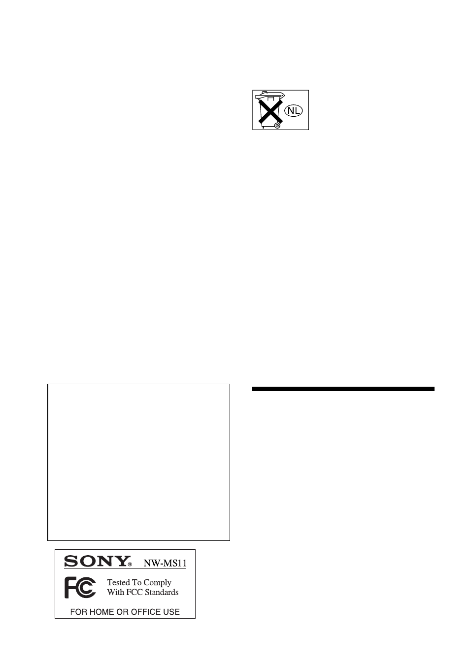 Notice for users, For the customers in the united states, For the customers in the netherlands | Sony NW-MS11 User Manual | Page 2 / 36