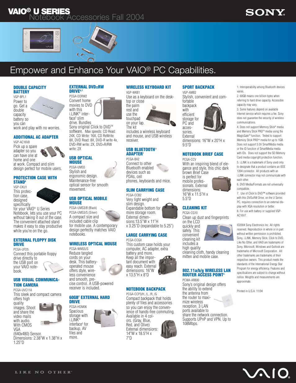 Sony VGN-U750P User Manual | 1 page
