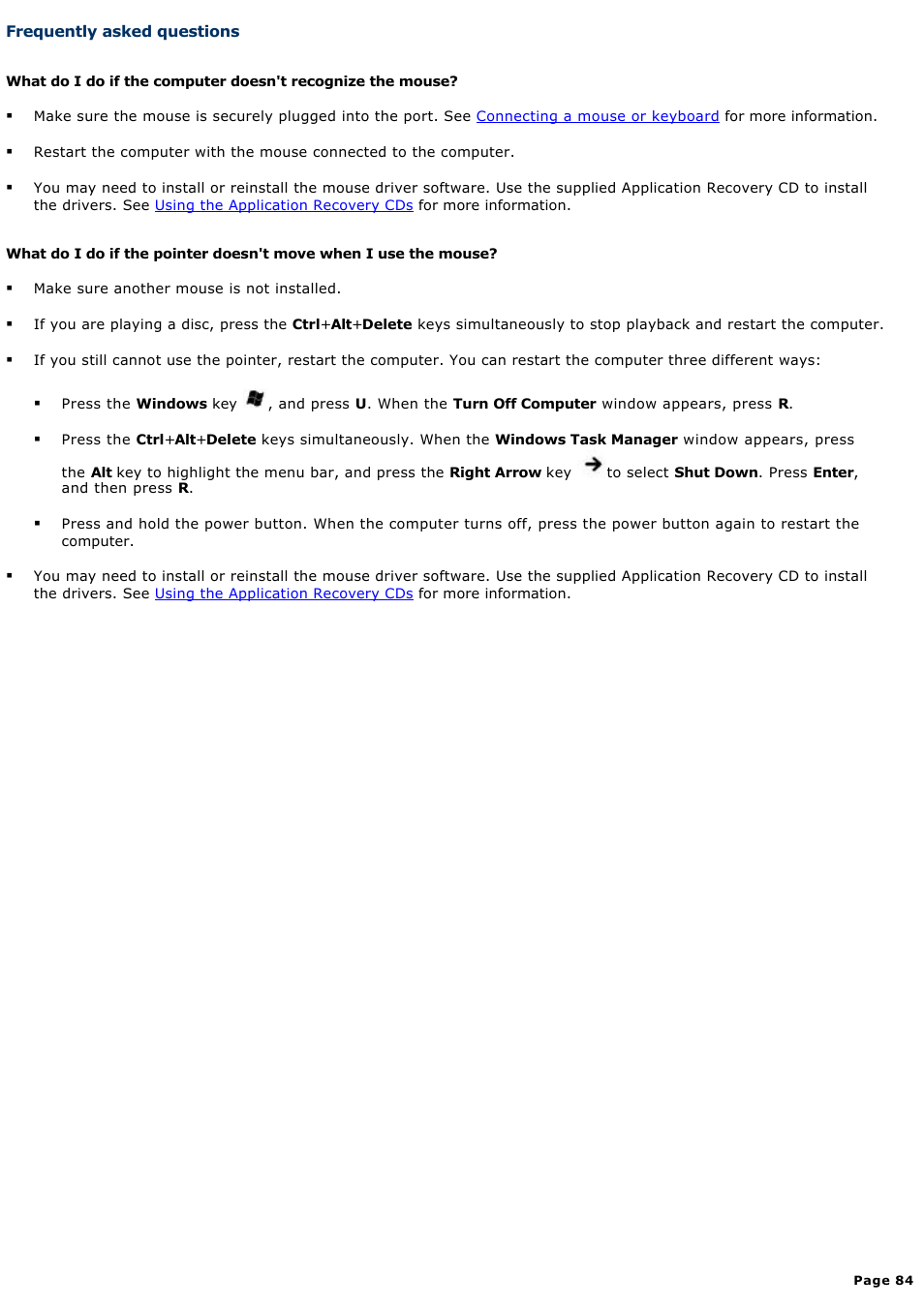 Frequently asked questions | Sony PCG-V505AXP User Manual | Page 84 / 164