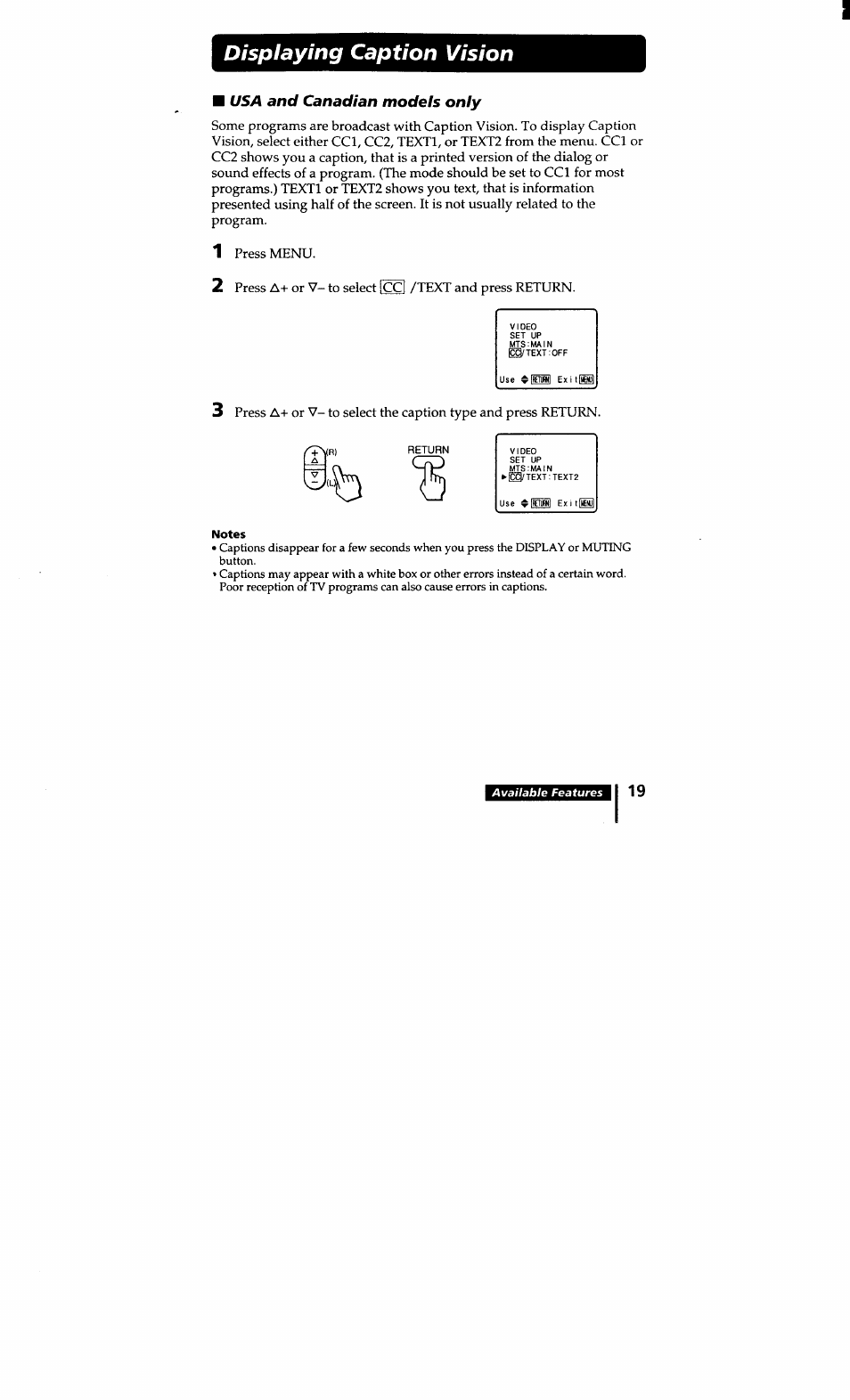 Displaying caption vision | Sony KV-20S10 User Manual | Page 18 / 23