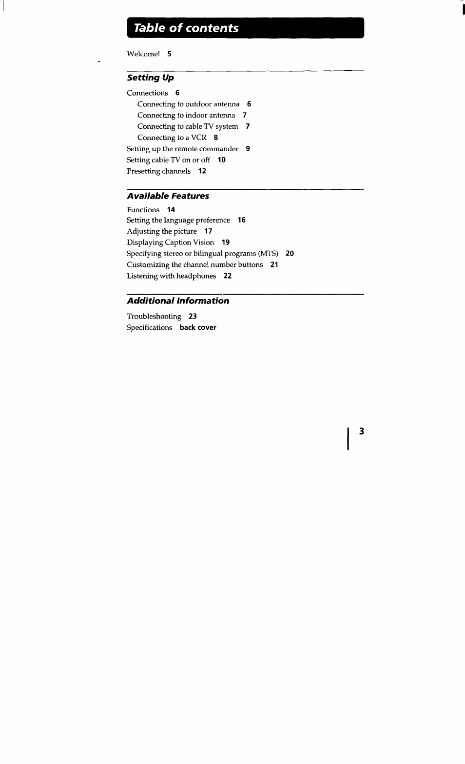 Sony KV-20S10 User Manual | Page 3 / 23