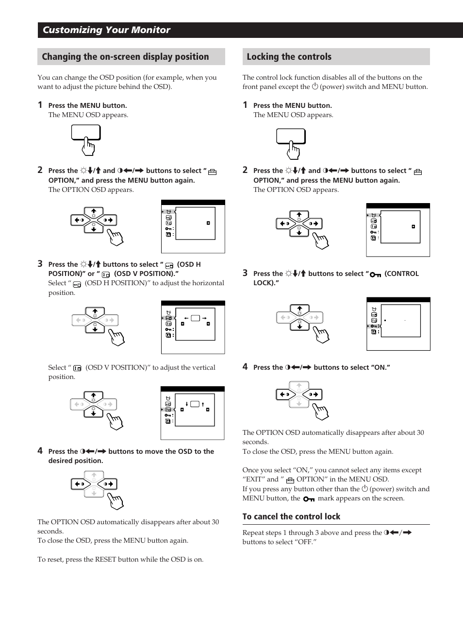 Locking the controls | Sony CPD-200GS User Manual | Page 14 / 57