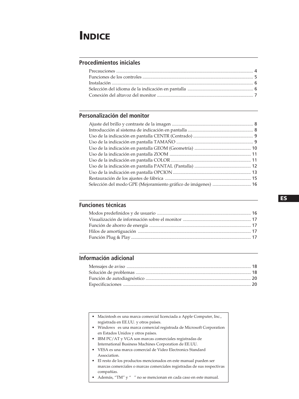 Ndice | Sony CPD-200GS User Manual | Page 39 / 57