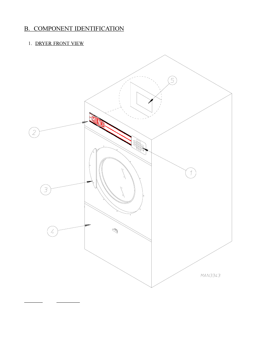 B. component identification | American Dryer Corp. ML-75HS User Manual | Page 12 / 56