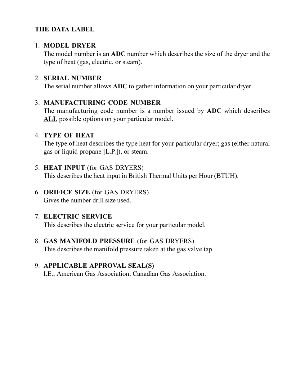 American Dryer Corp. ML-75HS User Manual | Page 55 / 56