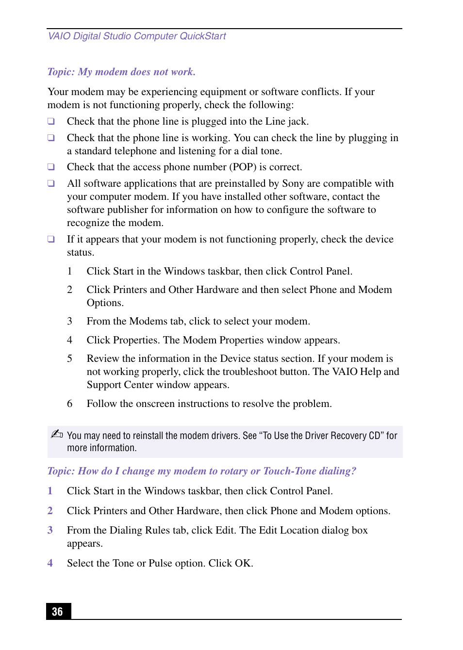 Sony PCV-RX540 User Manual | Page 36 / 56