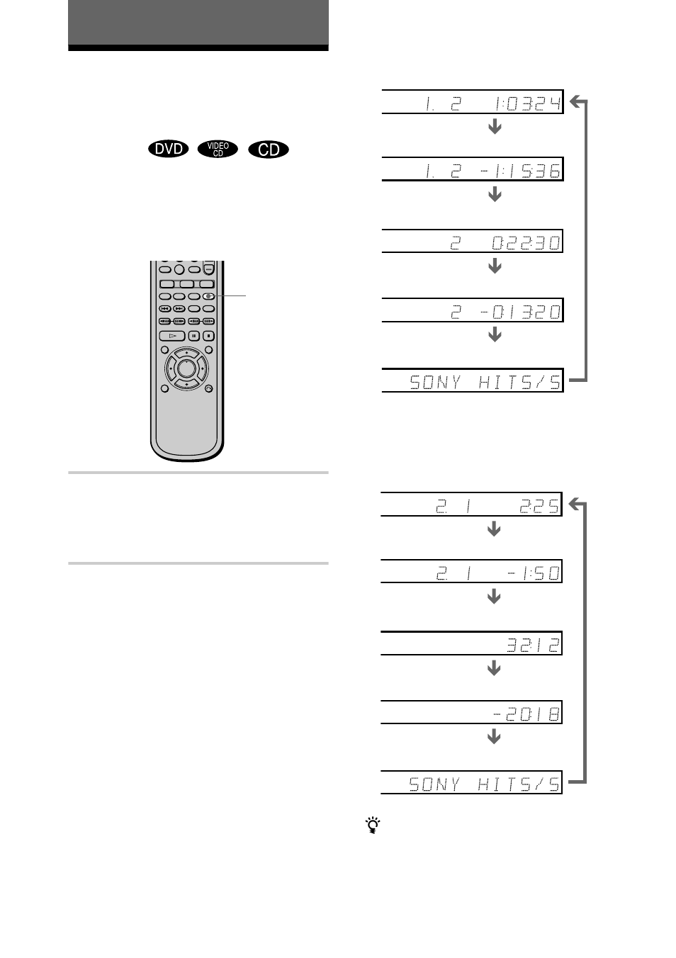 Viewing information about the disc, X (44), Press time/text | Time/text | Sony DVP-NS400D User Manual | Page 44 / 88