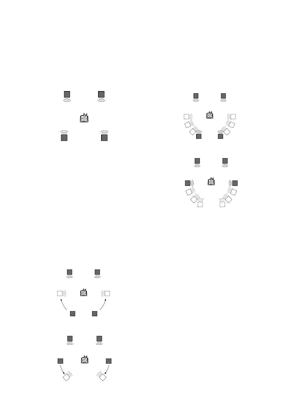 Normal surround, Enhanced surround, Virtual rear shift | Virtual multi rear | Sony DVP-NS400D User Manual | Page 52 / 88