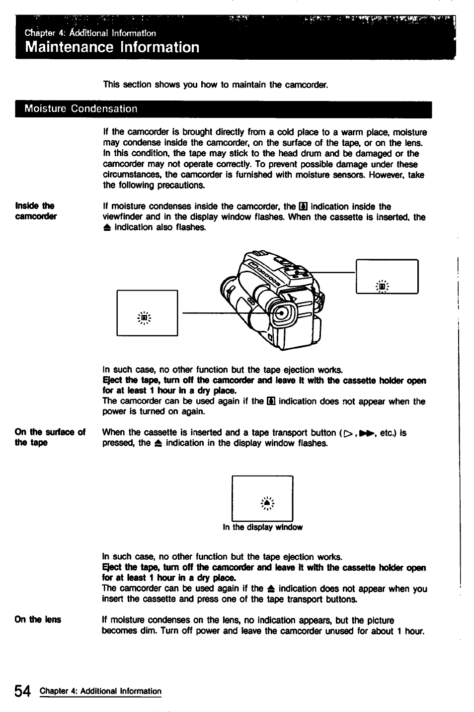Maintenance information | Sony CCD-TR9 User Manual | Page 54 / 72