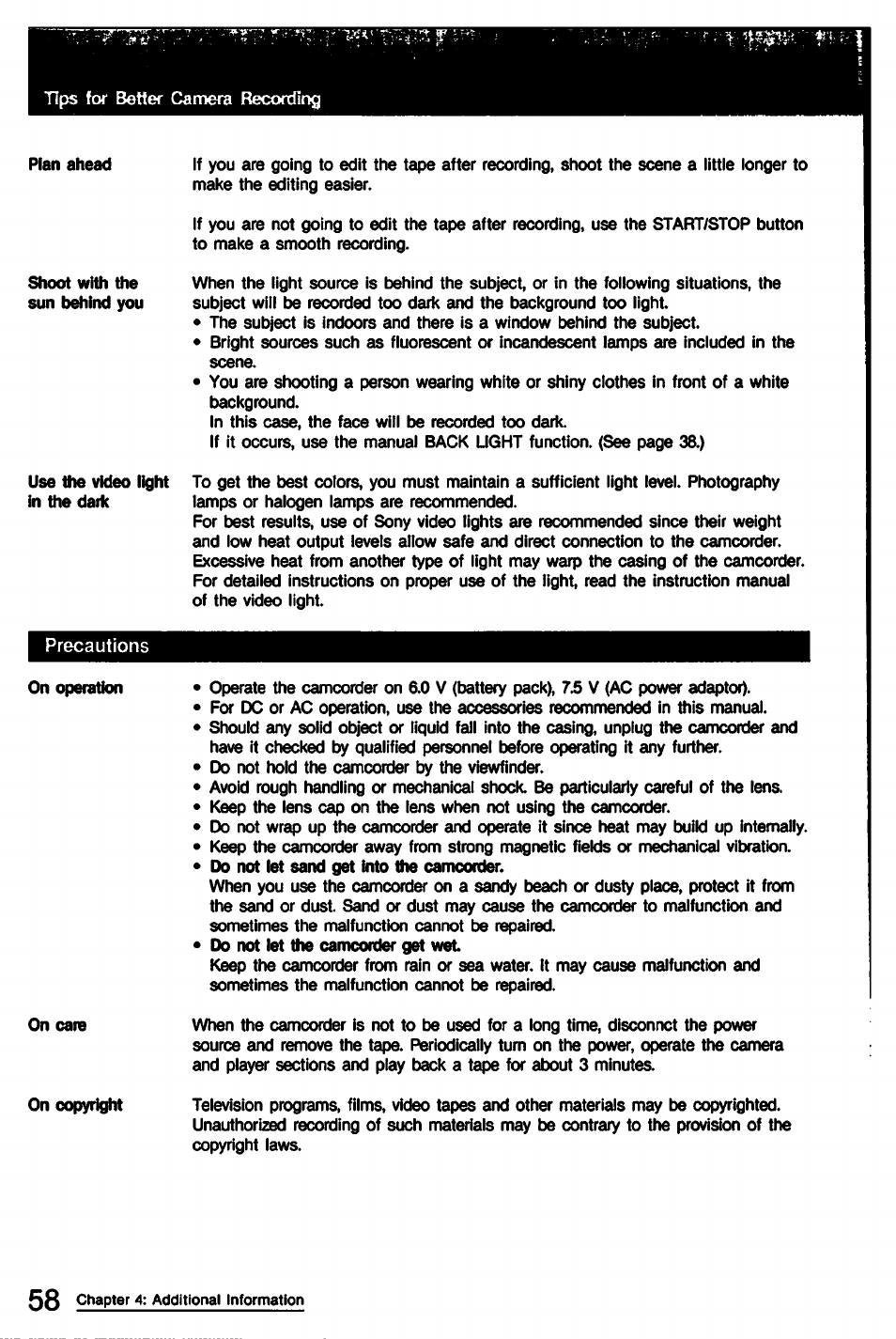 Sony CCD-TR9 User Manual | Page 58 / 72