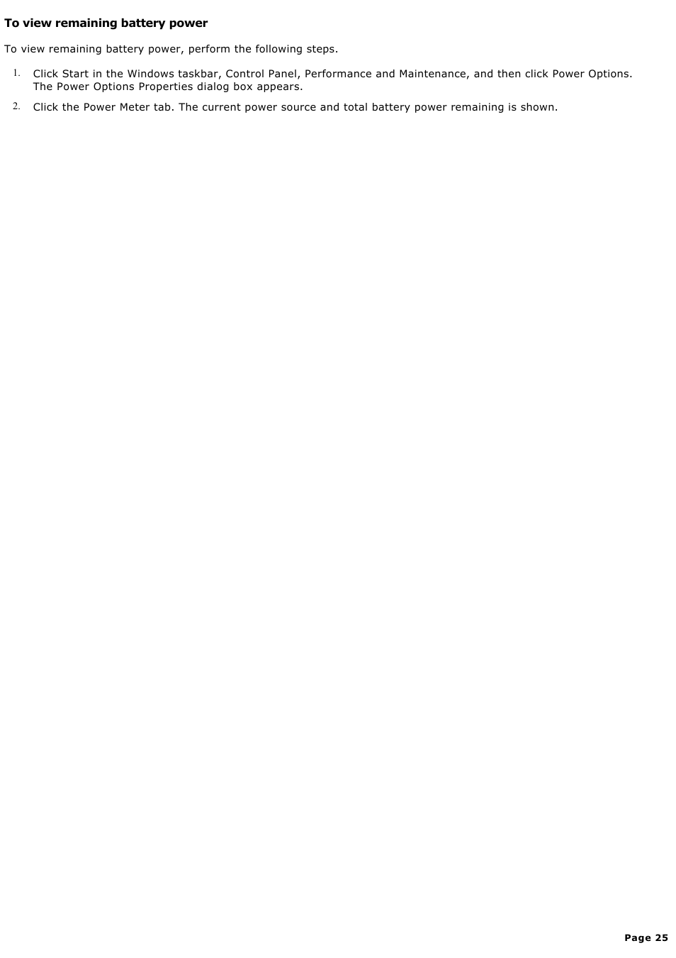 To view remaining battery power | Sony PCG-FXA59 User Manual | Page 25 / 131