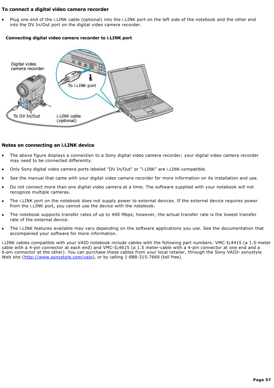 To connect a digital video camera recorder | Sony PCG-FXA59 User Manual | Page 57 / 131