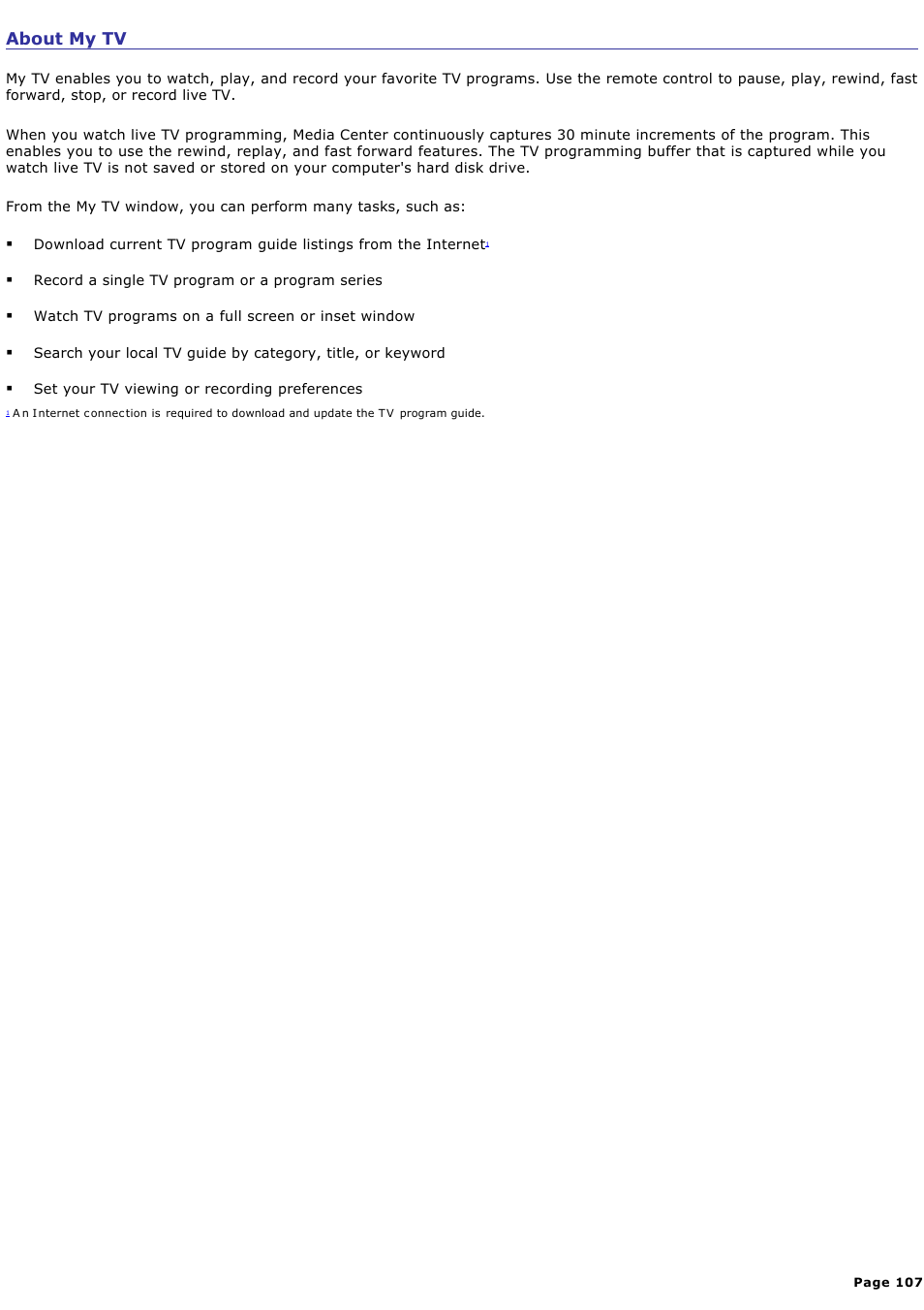 About my tv | Sony VGC-RA810G User Manual | Page 107 / 254