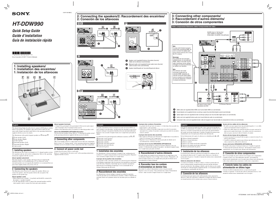 Sony HT-DDW990 User Manual | 2 pages