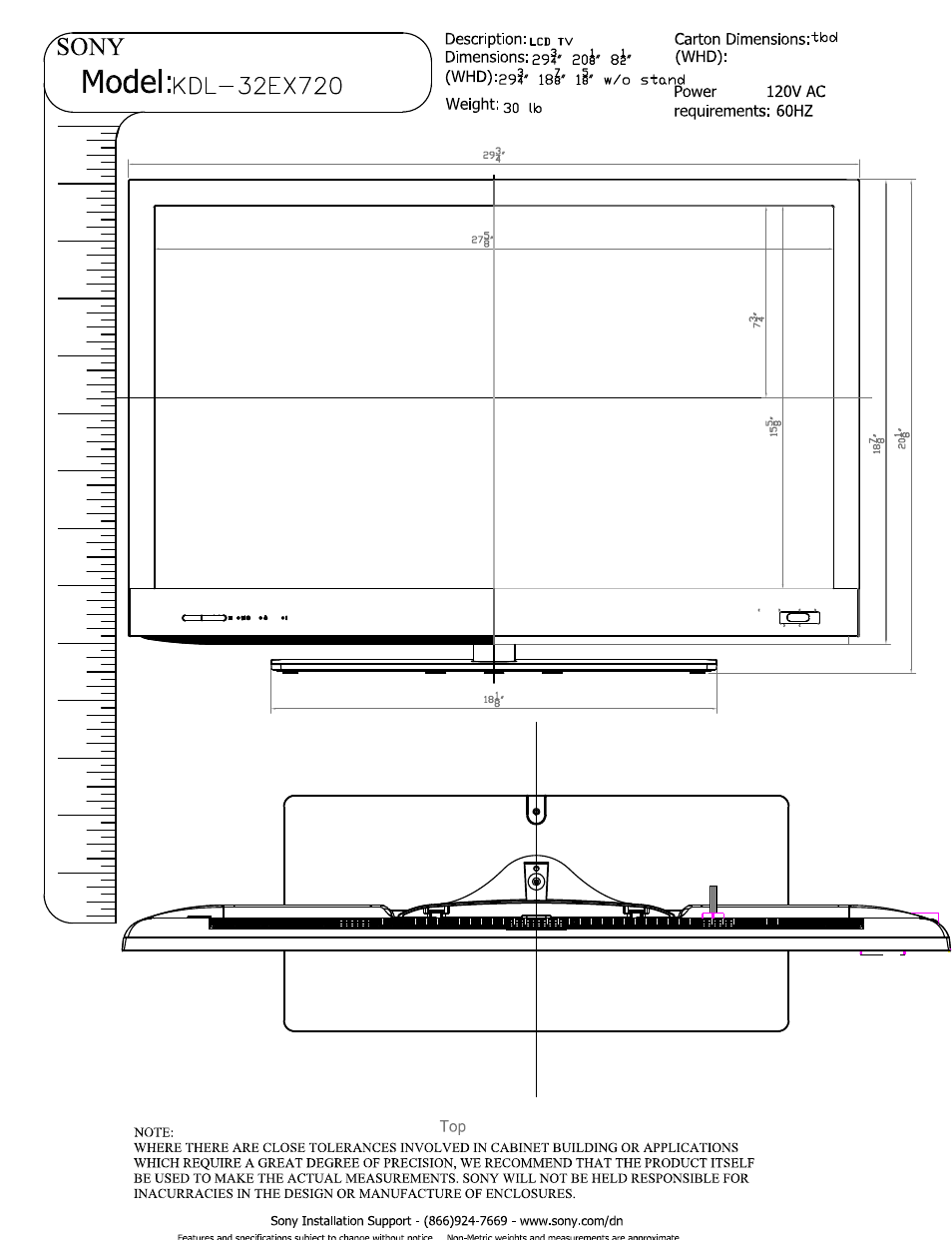 Sony KDL-32EX720 User Manual | 3 pages