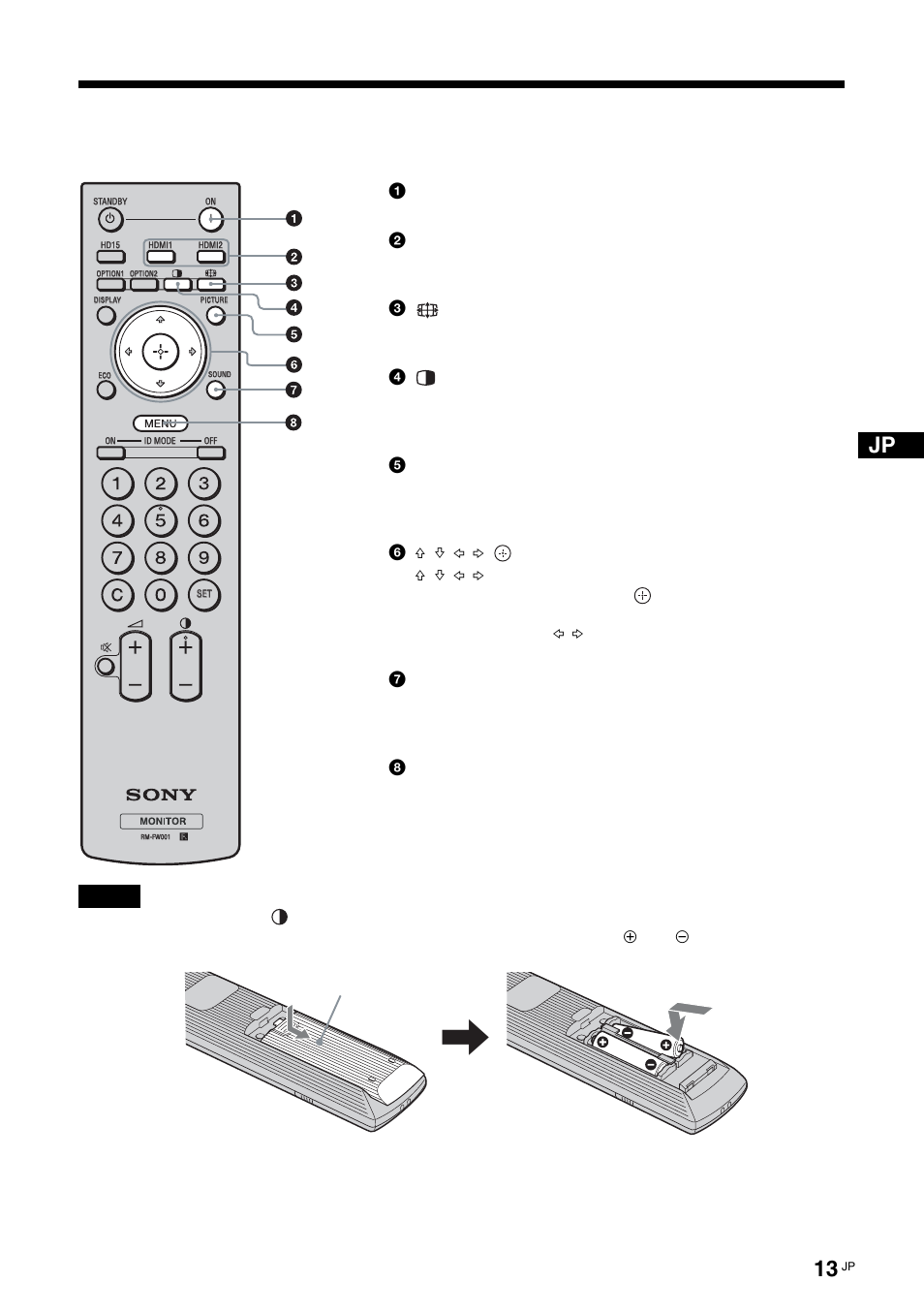 リモコン, ボタンの機能 | Sony KLH-40X1 User Manual | Page 13 / 227