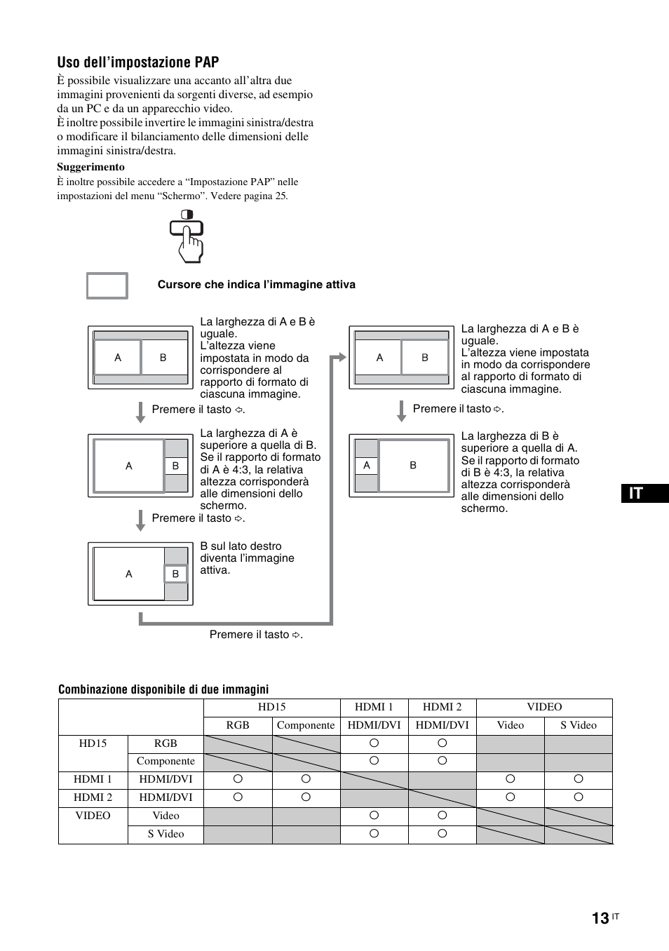 Uso dell’impostazione pap | Sony KLH-40X1 User Manual | Page 175 / 227