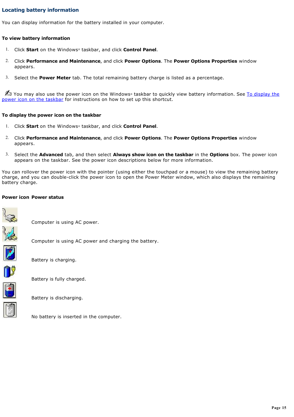 Locating battery information | Sony PCG-V505ECP User Manual | Page 15 / 148