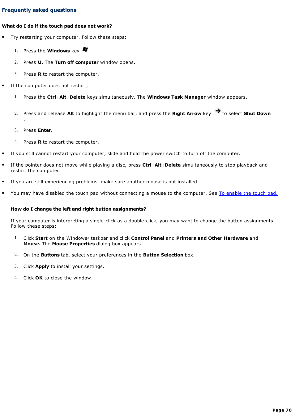 Frequently asked questions | Sony PCG-V505ECP User Manual | Page 70 / 148