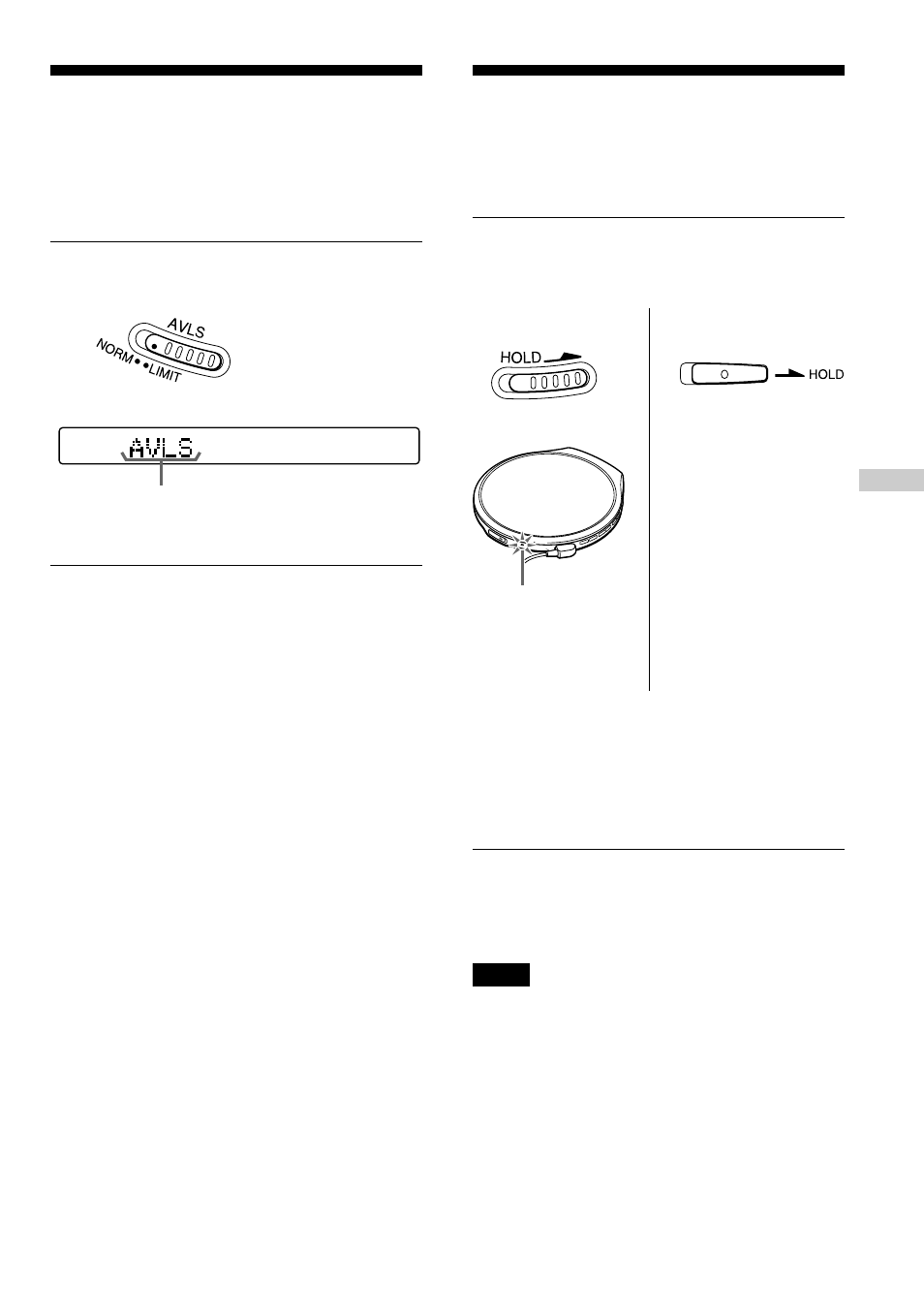 Protecting your hearing (avls), Locking the controls (hold), 15 locking the controls | Protecting your hearing | Sony D-EJ925 User Manual | Page 15 / 28