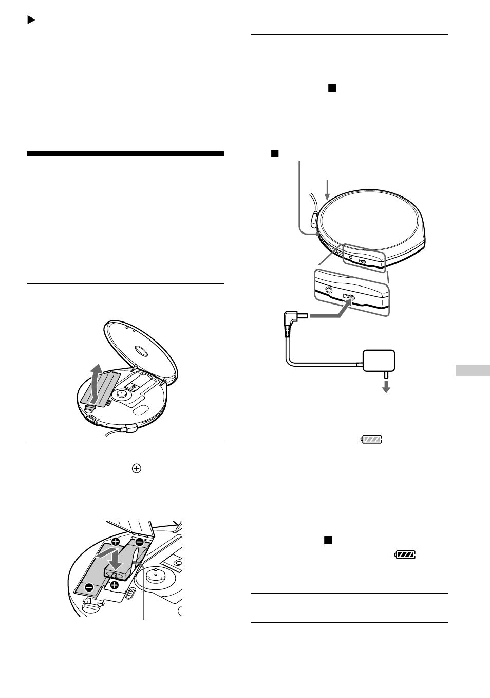 Connecting a power source, Using the rechargeable batteries | Sony D-EJ925 User Manual | Page 19 / 28