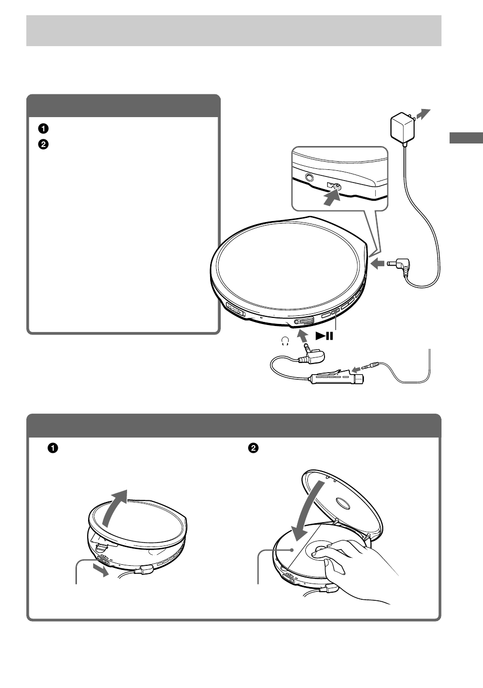 Playing a cd, Connect your cd player, Insert a cd | 1 . connect your cd player, 2 . insert a cd | Sony D-EJ925 User Manual | Page 7 / 28