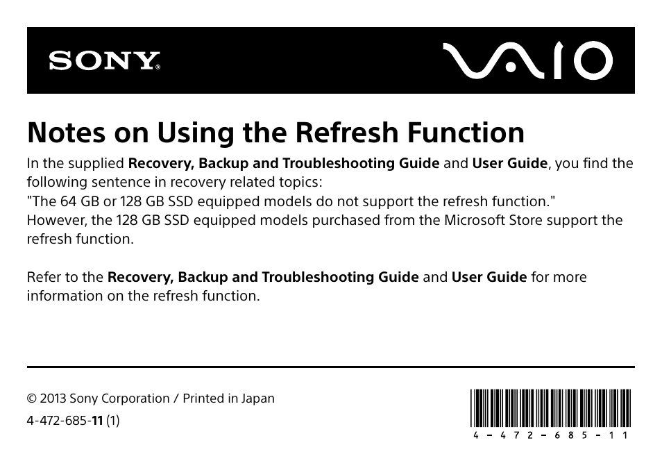 Sony SVD13223CYB User Manual | 1 page