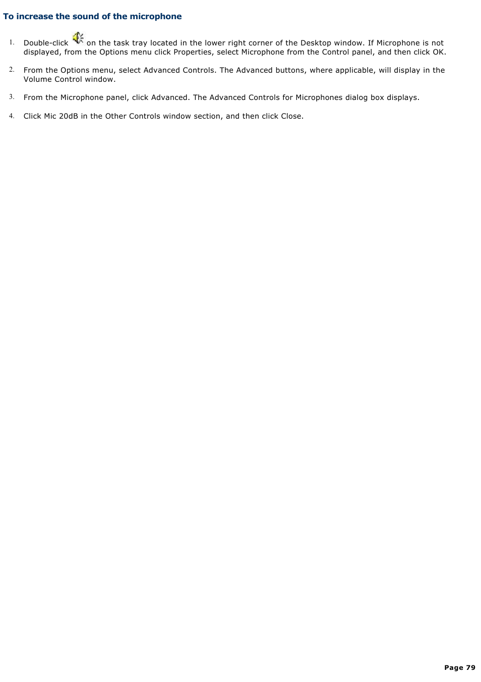 To increase the sound of the microphone | Sony PCG-SRX99P User Manual | Page 79 / 182