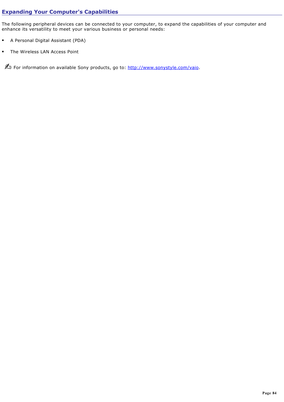 Expanding your computer's capabilities | Sony PCG-SRX99P User Manual | Page 84 / 182