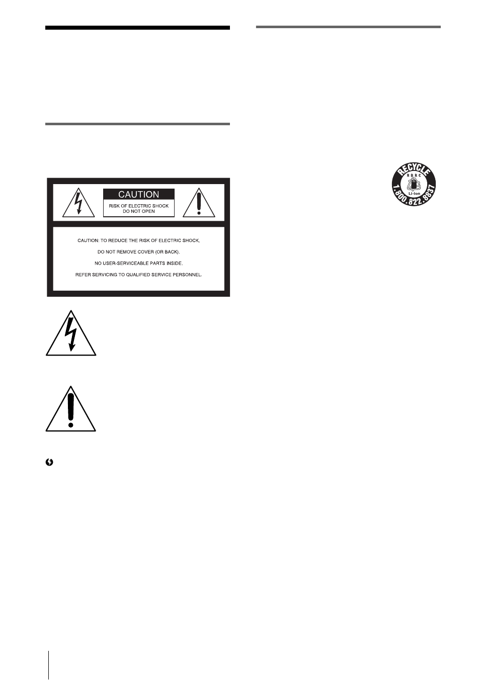 Read this first, Warning, For customers in the u.s.a. and canada | Sony DCR-PC109 User Manual | Page 2 / 152