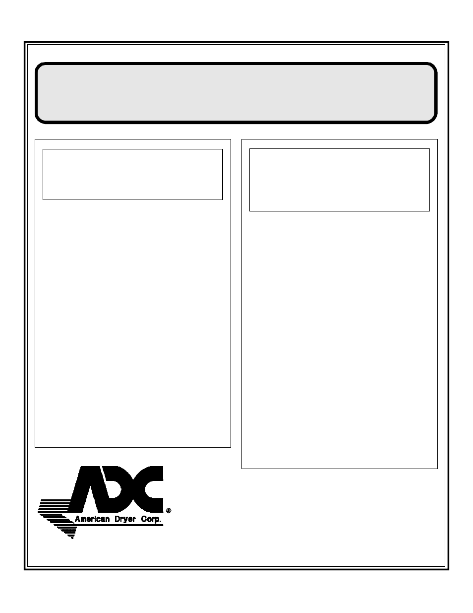 American Dryer Corp. ADG-220 User Manual | 24 pages