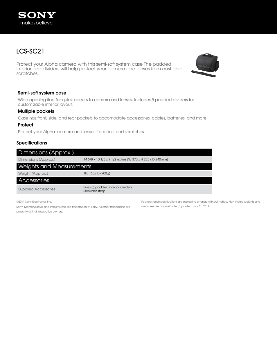 Sony LCS-SC21 User Manual | 1 page