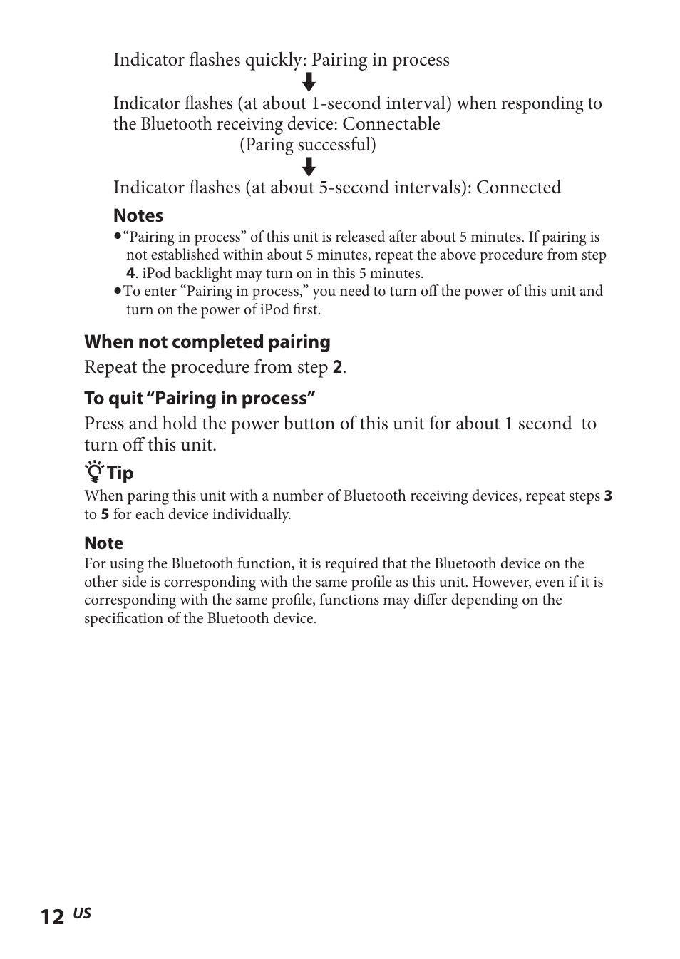 Sony TMR-BT8IP User Manual | Page 12 / 68