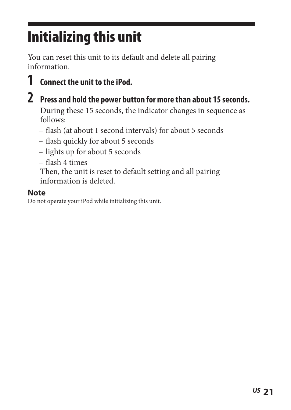Initializing this unit | Sony TMR-BT8IP User Manual | Page 21 / 68