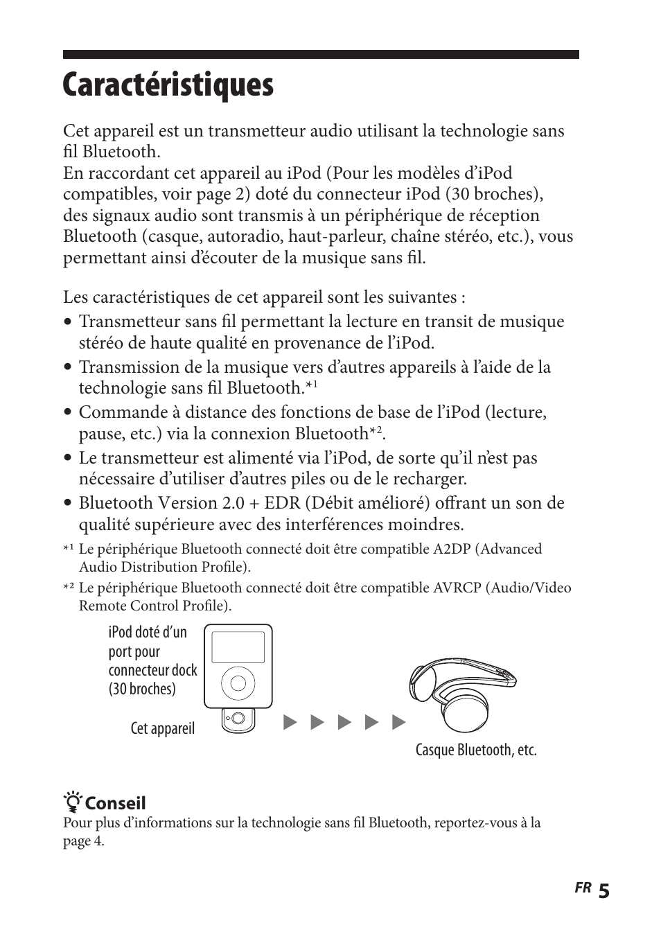 Caractéristiques | Sony TMR-BT8IP User Manual | Page 27 / 68