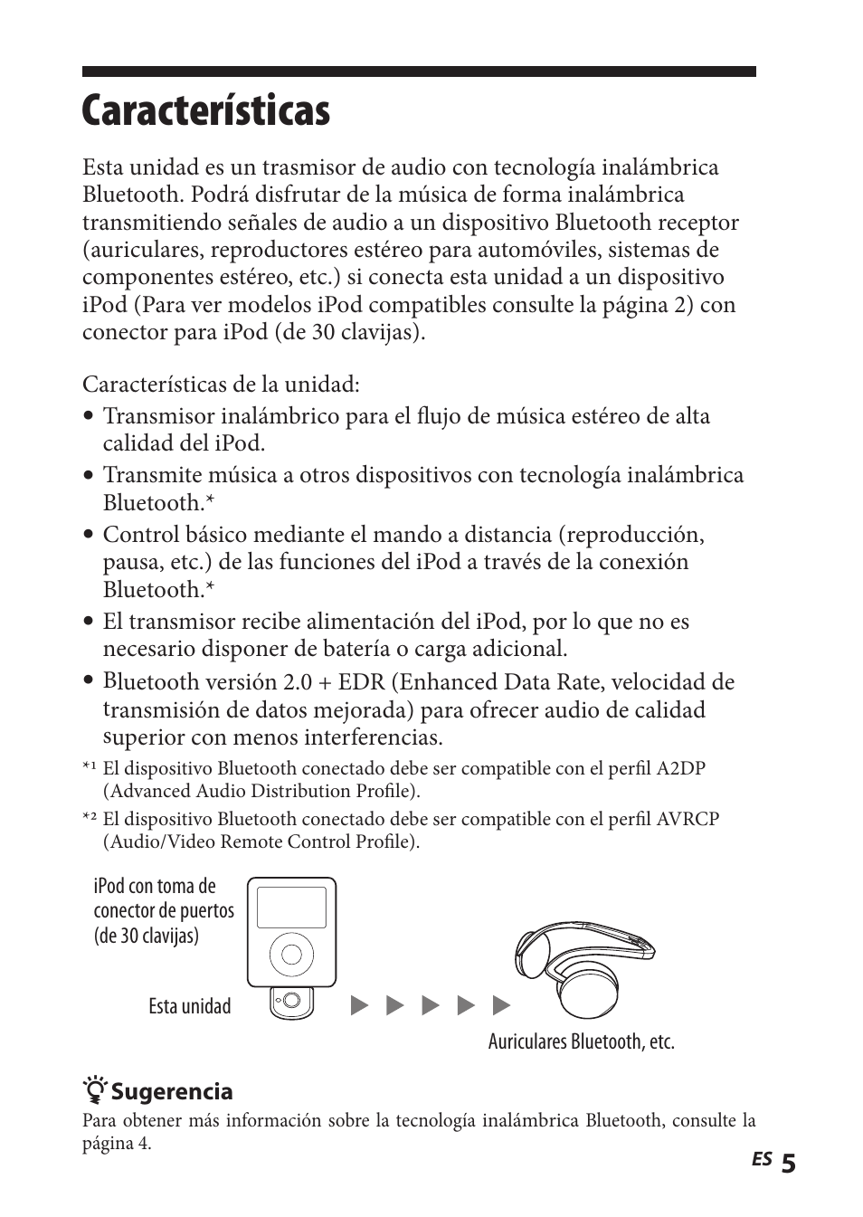 Características | Sony TMR-BT8IP User Manual | Page 49 / 68