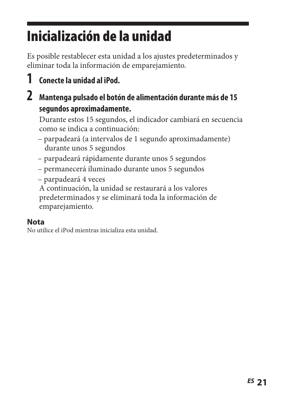 Inicialización de la unidad | Sony TMR-BT8IP User Manual | Page 65 / 68