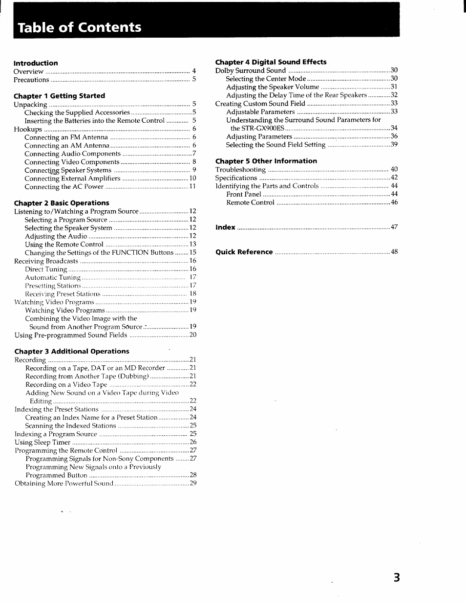 Sony STR-GX900ES User Manual | Page 3 / 50