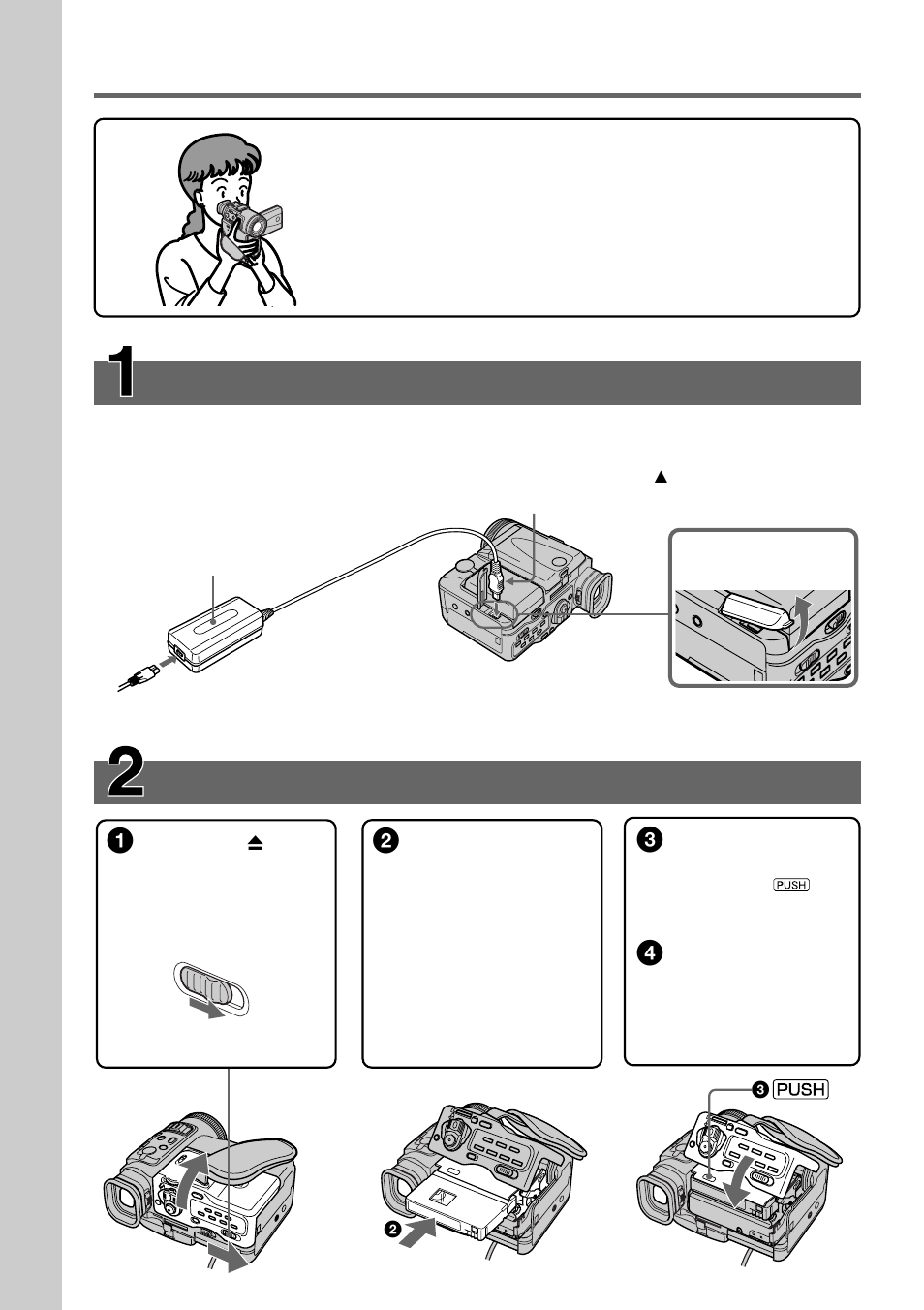 Quick start guide, Inserting a cassette, Connecting the power cord | Sony DCR-PC100 User Manual | Page 6 / 140