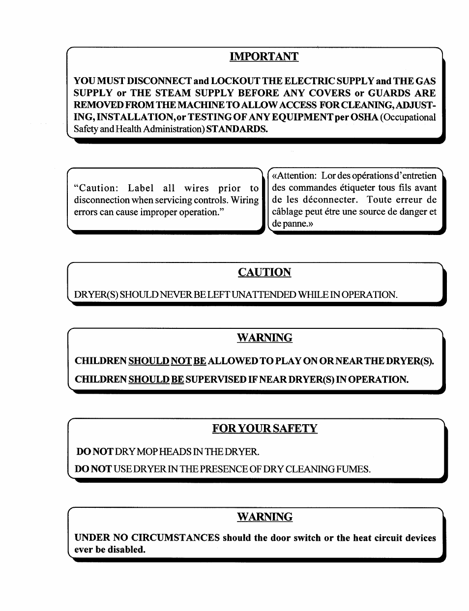 Important, Caution, Warning | For your safety | American Dryer Corp. AD-385 User Manual | Page 3 / 68