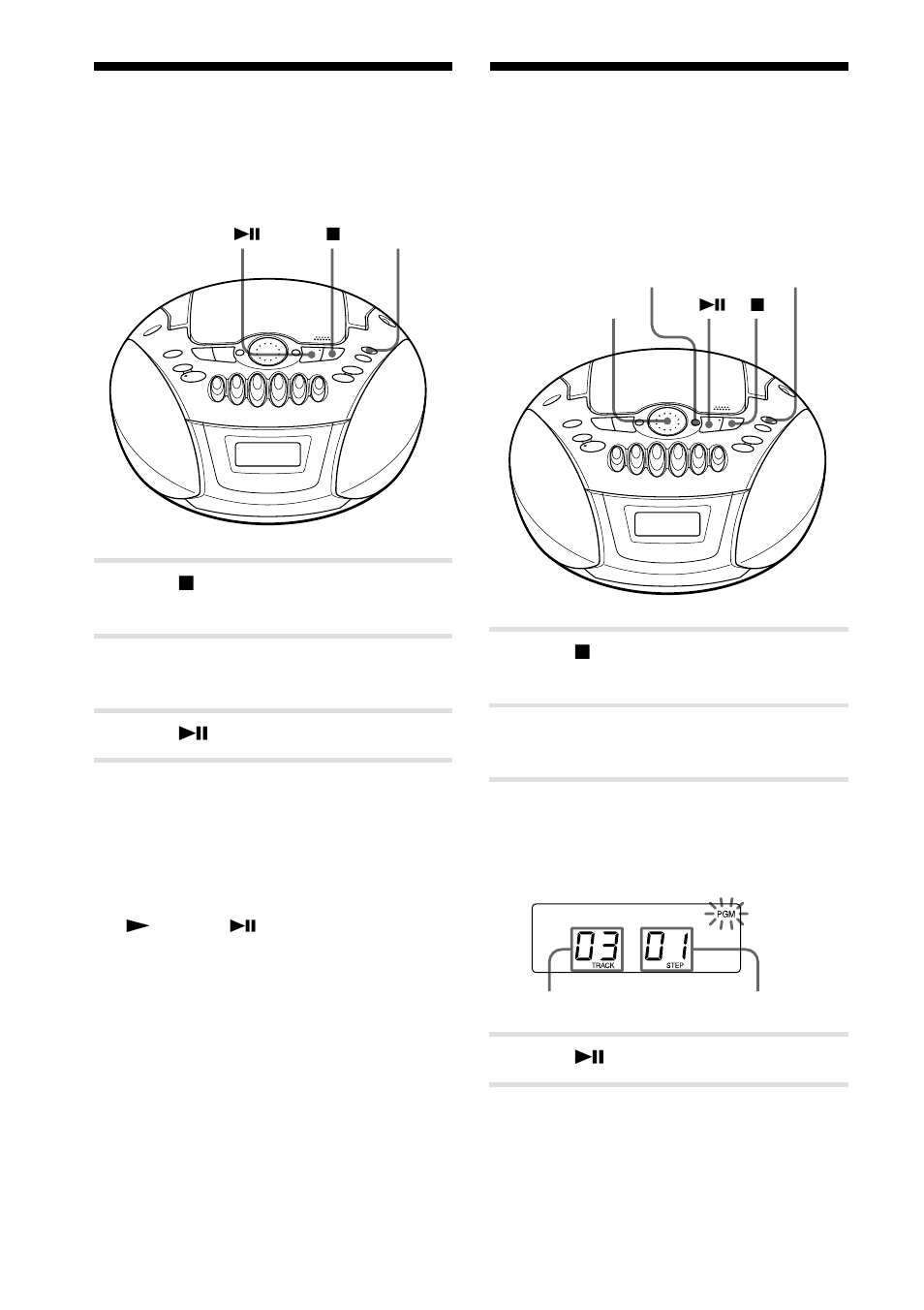 Playing tracks in random order (shuffle play), Creating your own program (program play), Playing tracks in random order | Shuffle play), Creating your own program, Program play) | Sony CFD E75 User Manual | Page 14 / 32
