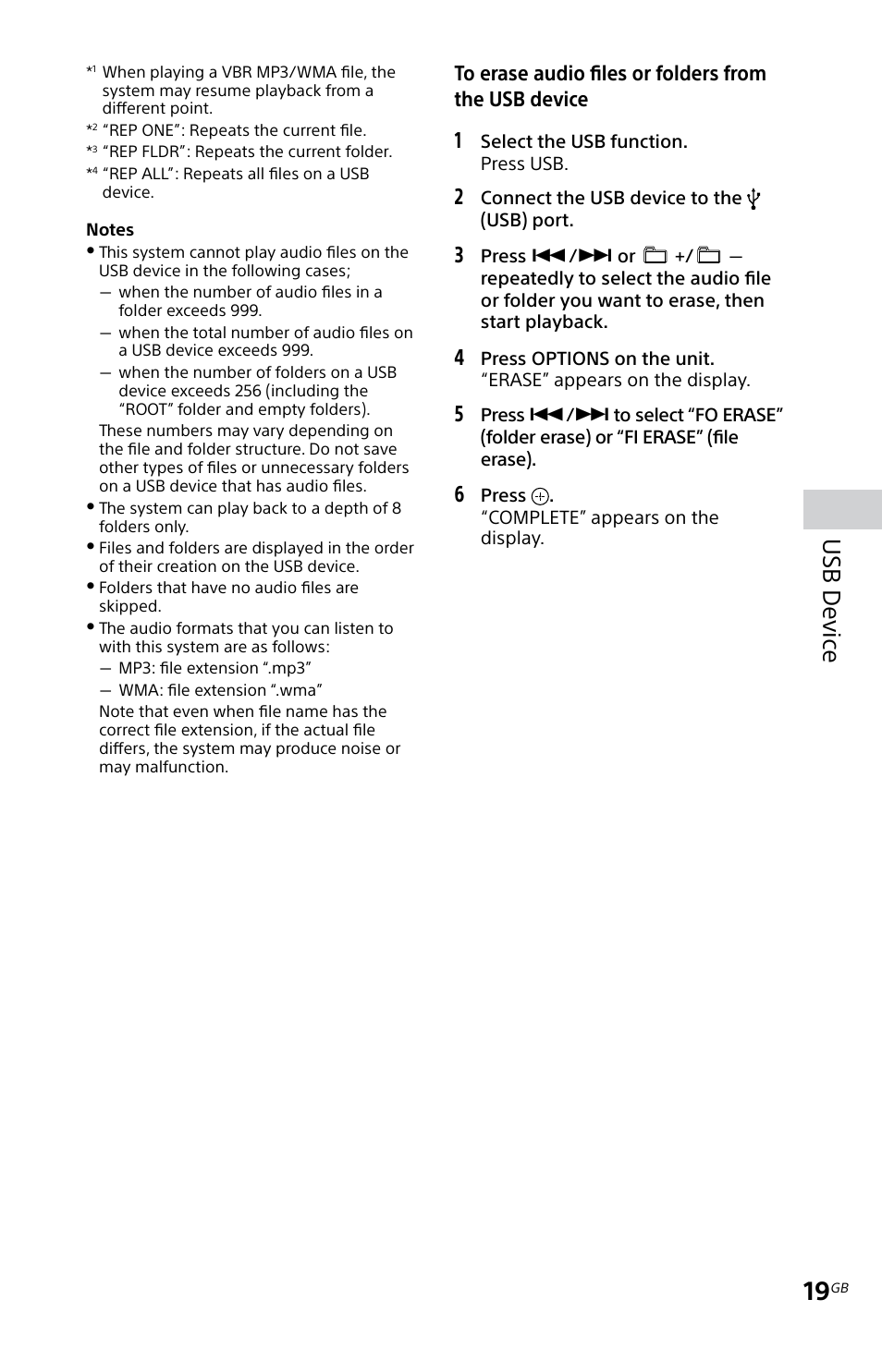 Usb devic e | Sony MHC-EC619IP User Manual | Page 19 / 64