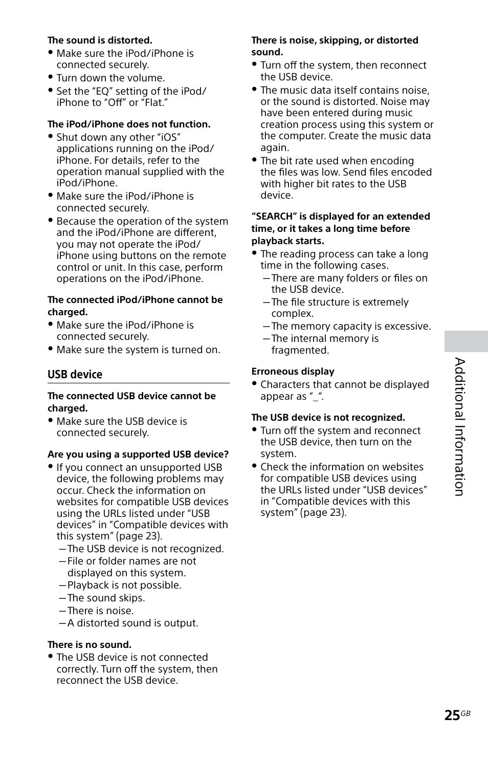 Additional inf orma tion | Sony MHC-EC619IP User Manual | Page 25 / 64