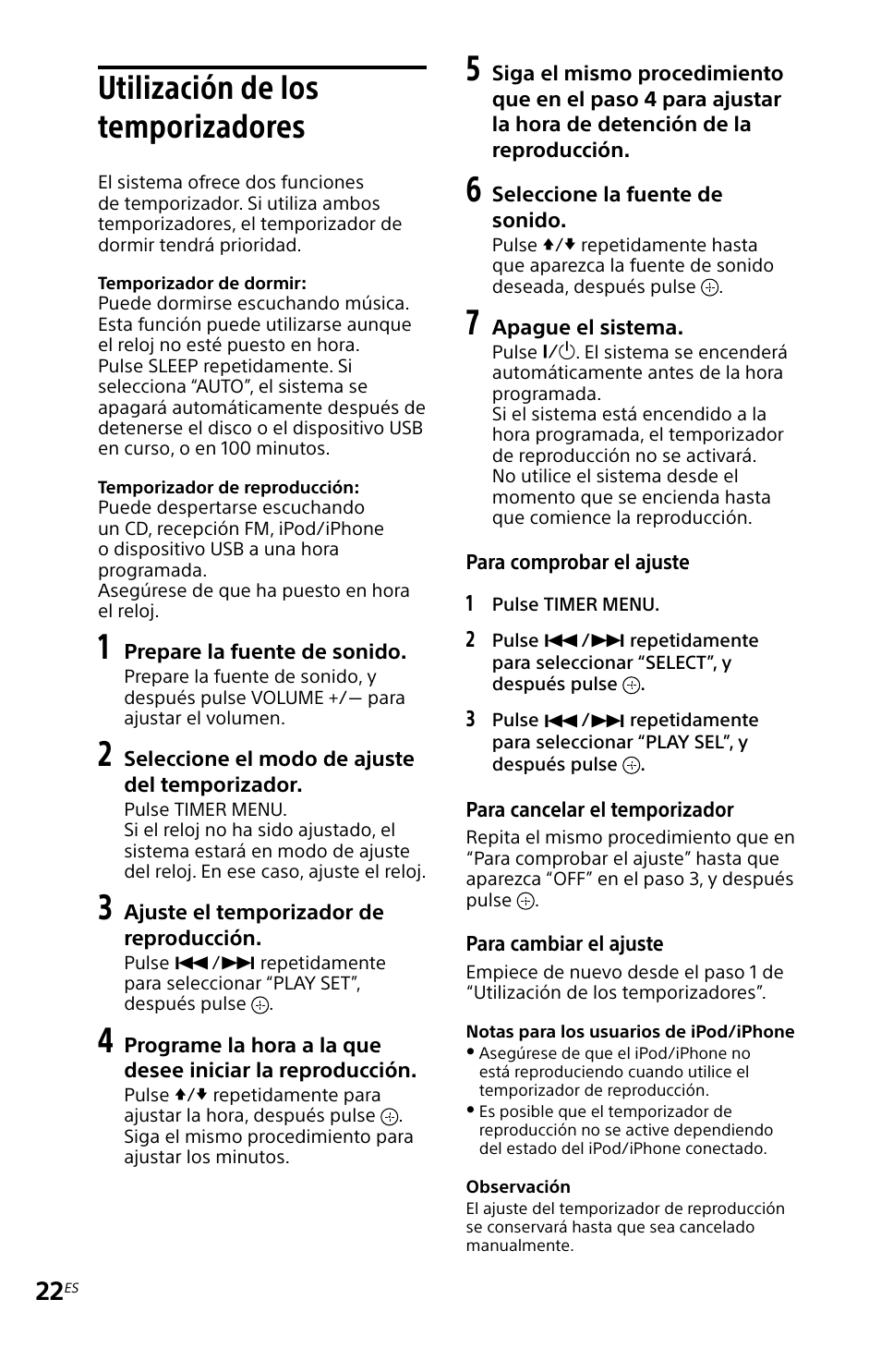Utilización de los temporizadores, Utilización de los, Temporizadores | Sony MHC-EC619IP User Manual | Page 52 / 64