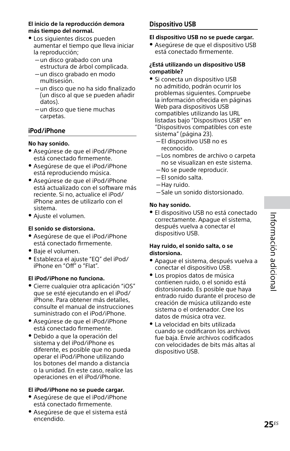 Inf ormación adicional | Sony MHC-EC619IP User Manual | Page 55 / 64