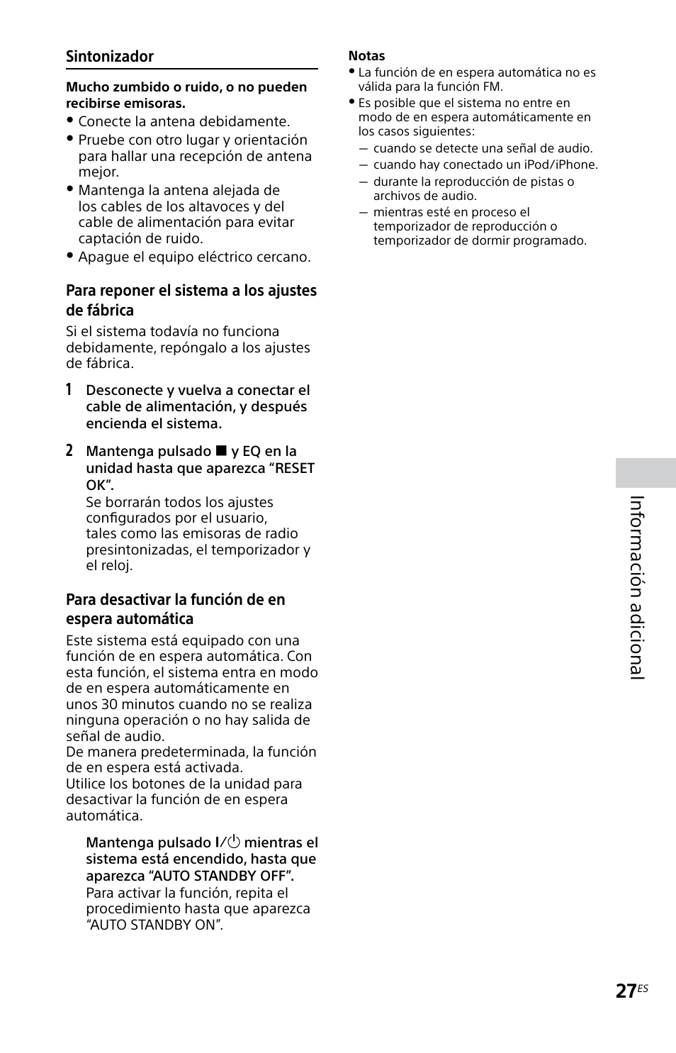 Inf ormación adicional | Sony MHC-EC619IP User Manual | Page 57 / 64