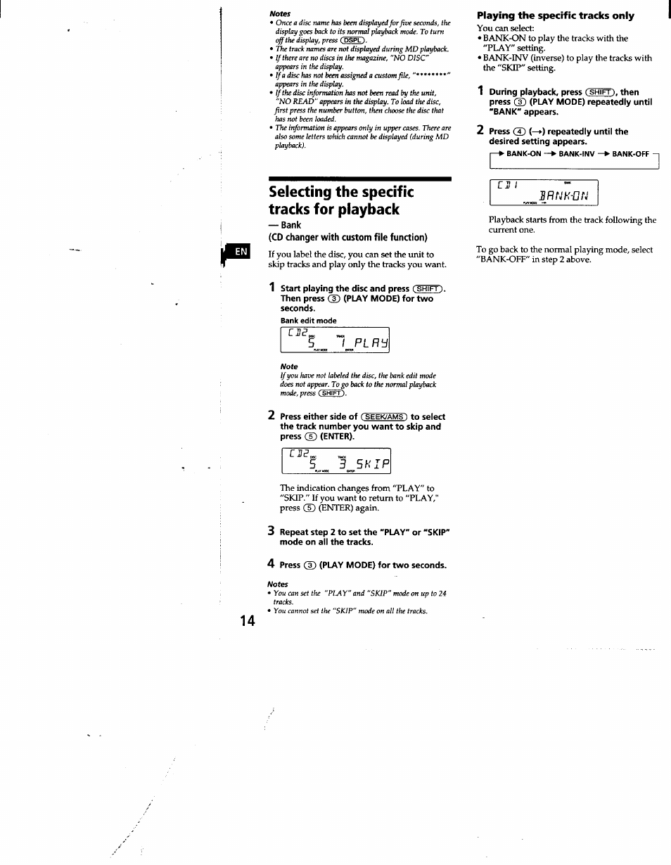 Playing the specific tracks only, Selecting the specific tracks for playback, 4 press cd (play mode) for two seconds | S h i p | Sony XR-C500 User Manual | Page 14 / 22